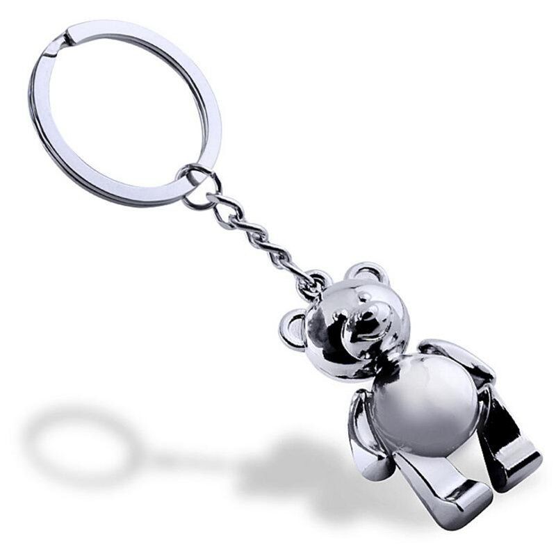 

Personality Creative Metal Movable Bear Keychain, Silver