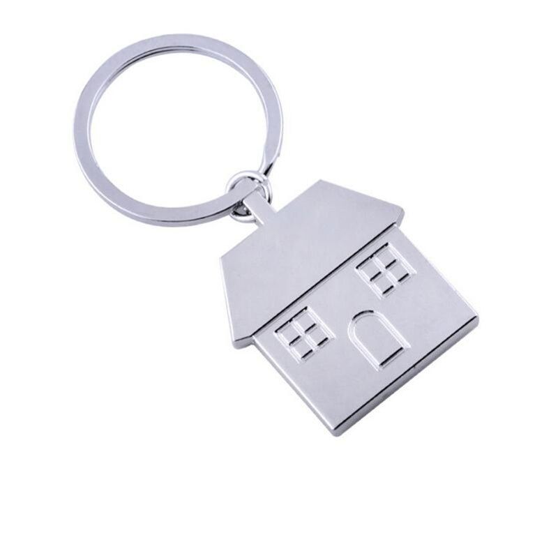 

Personalized Metal Keychain Creative House Pendant, Silver