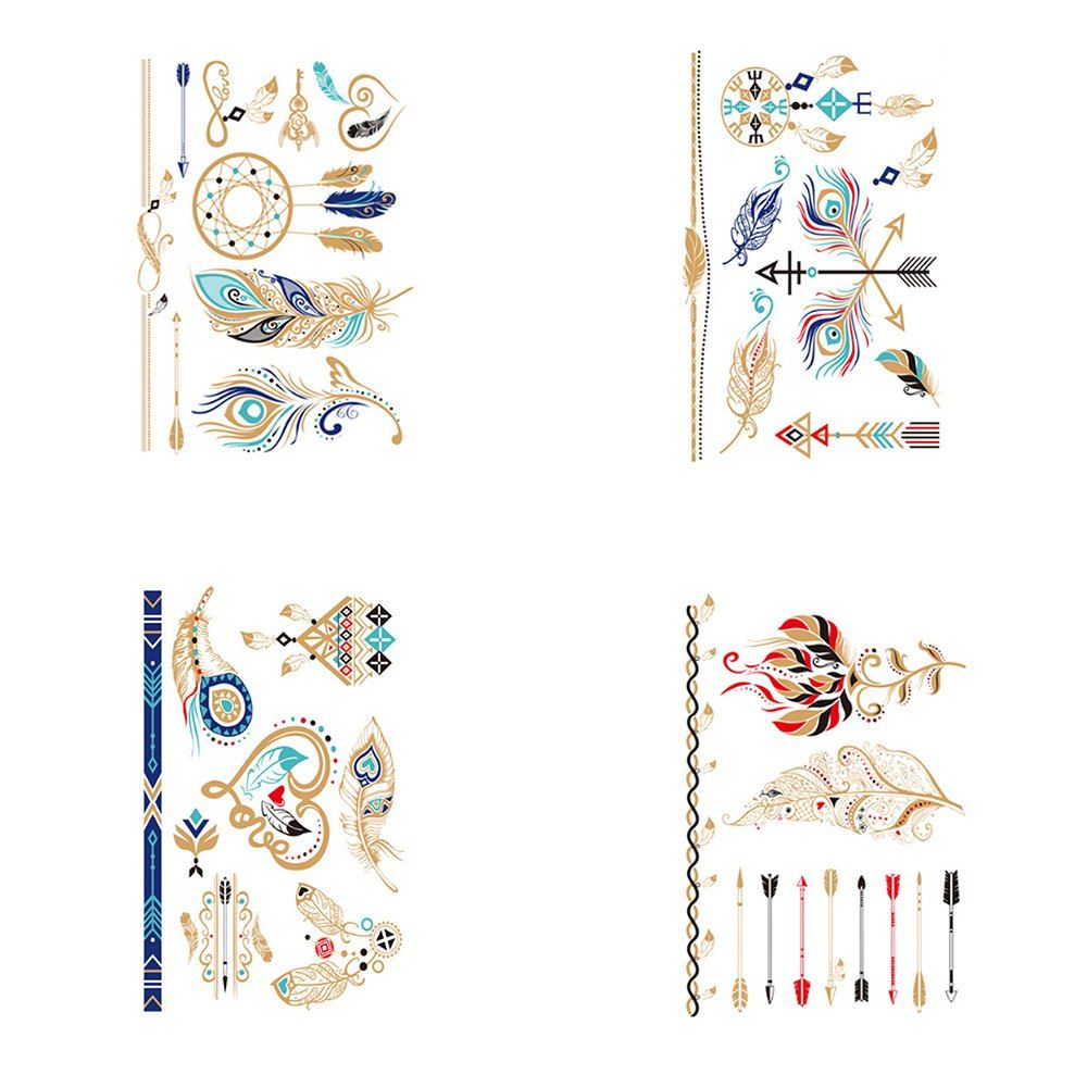 

4 Pieces of 3D Hot Stamping Stereo Tattoo Sticker, Warm white