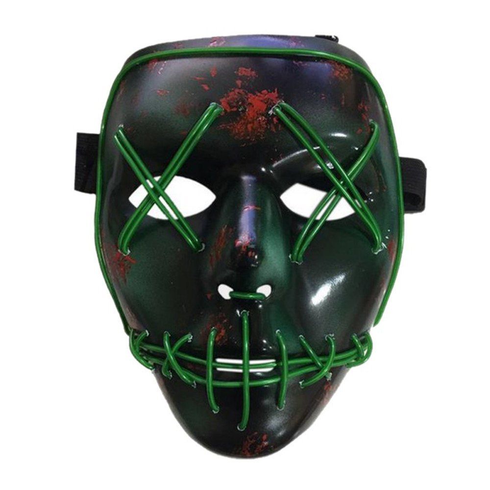 

Halloween Mask LED Glow Scary Wire Light Up Grin Festival Parties, Multi-a