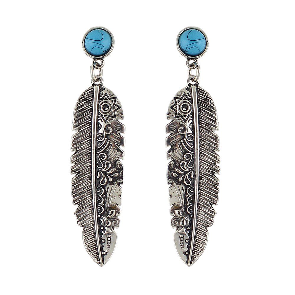 

Vintage Fashion Metal Leaf Pendant Earrings, Silver