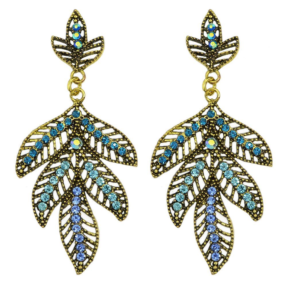 

Fashion Style Accessories Hollow-out Leaf Dangle Earrings, Royal blue