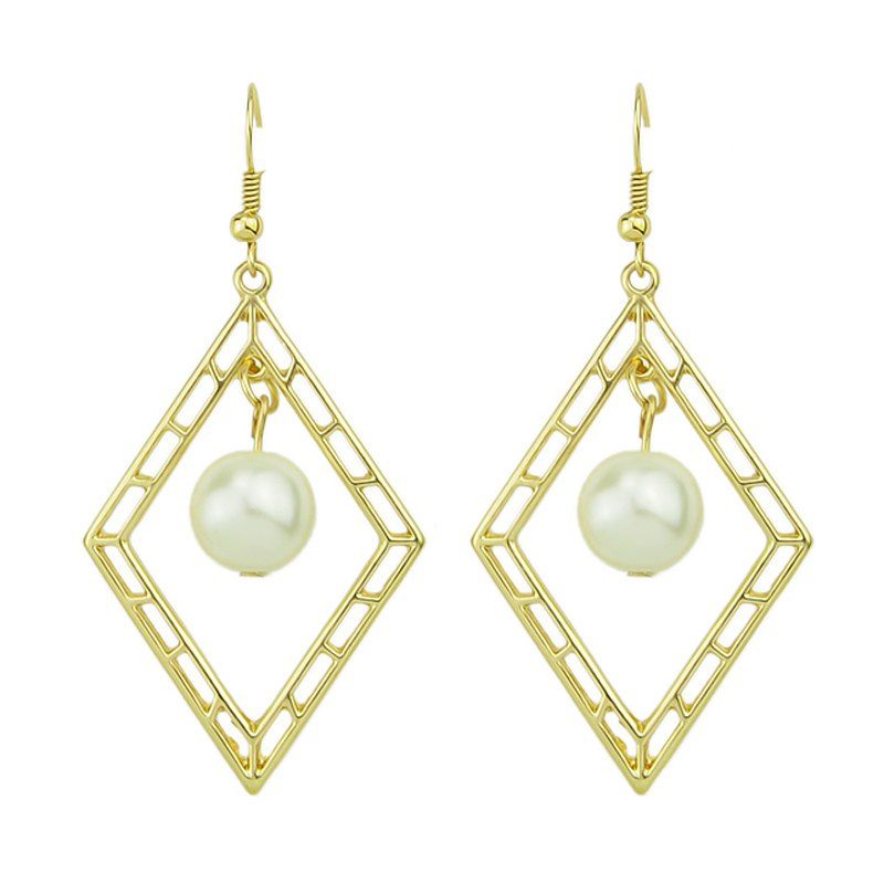 

Gold Color Simulated-pearl Geometric Drop Earrings