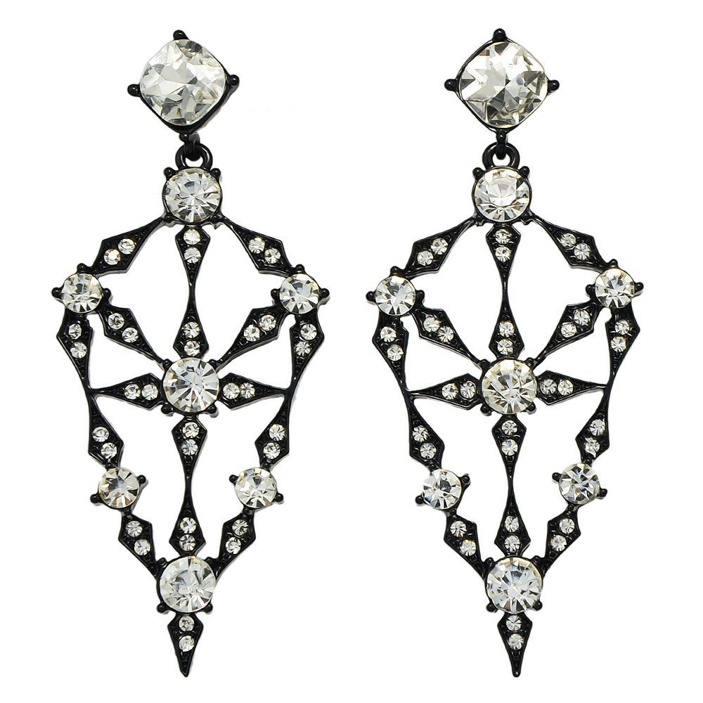 

Hollow-out Rhinestone Geometric Drop Earrings for Women, Black