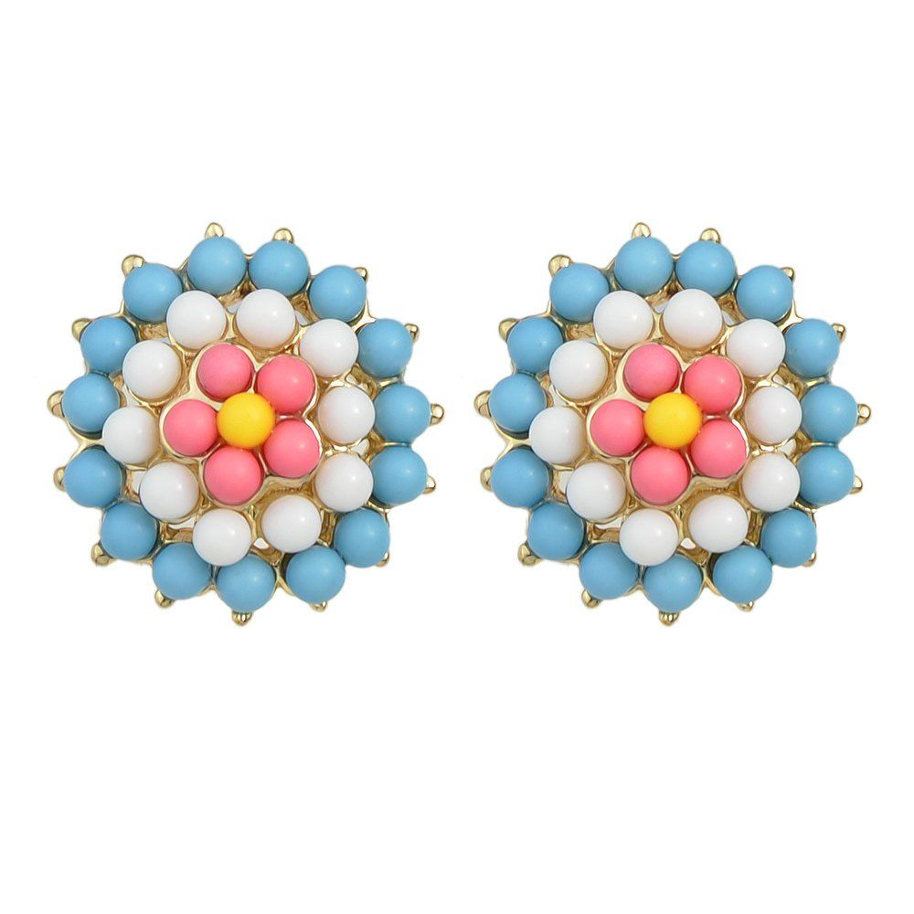 

Fashion Color Bead Cute Flower Earrings Women Ornament, Crystal blue