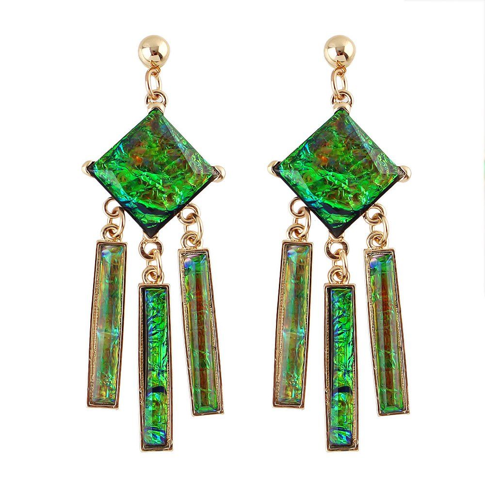 

Acrylic Geometric Statement Dangle Earrings for Women, Forest green