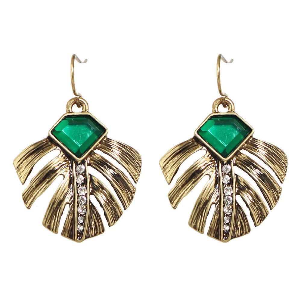 

Rhinestone Acrylic Feather Shape Drop Earrings, Gold