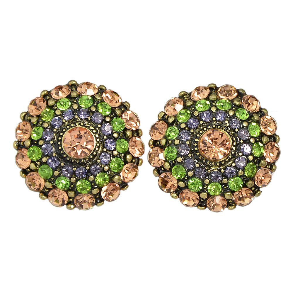 

Luxury Colorful Rhinestone Flower Round Earrings, Multi