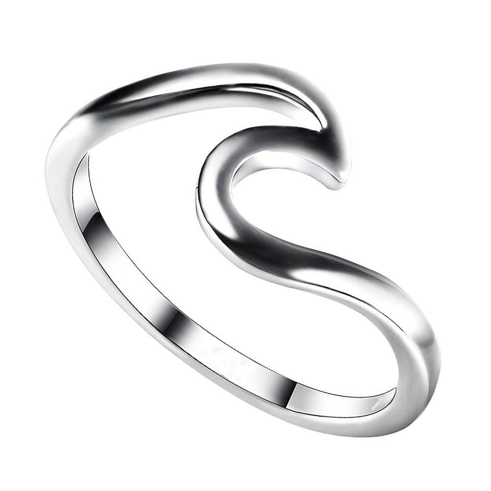 

Simple Dainty Silver Plating Thin Wave Ring Jewelry