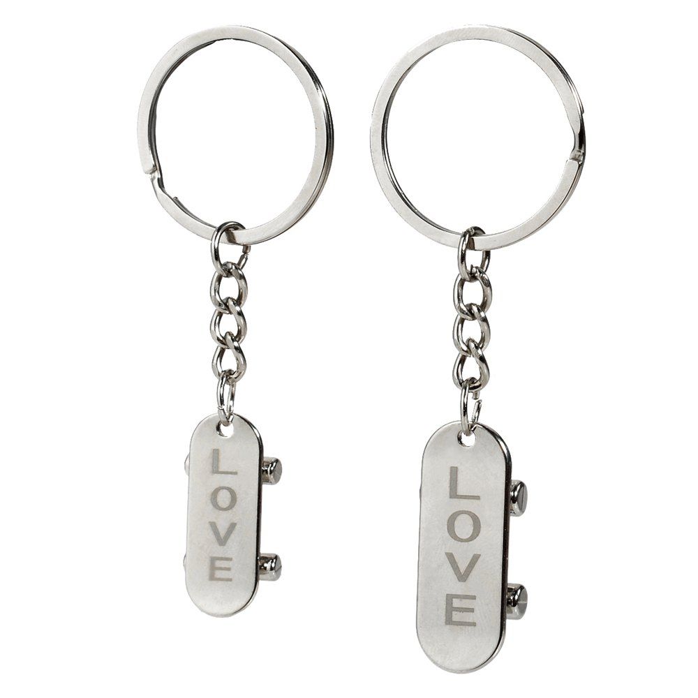 

Skateboard Key Chain Couple Love Scooter Keychain 2PCS, Silver