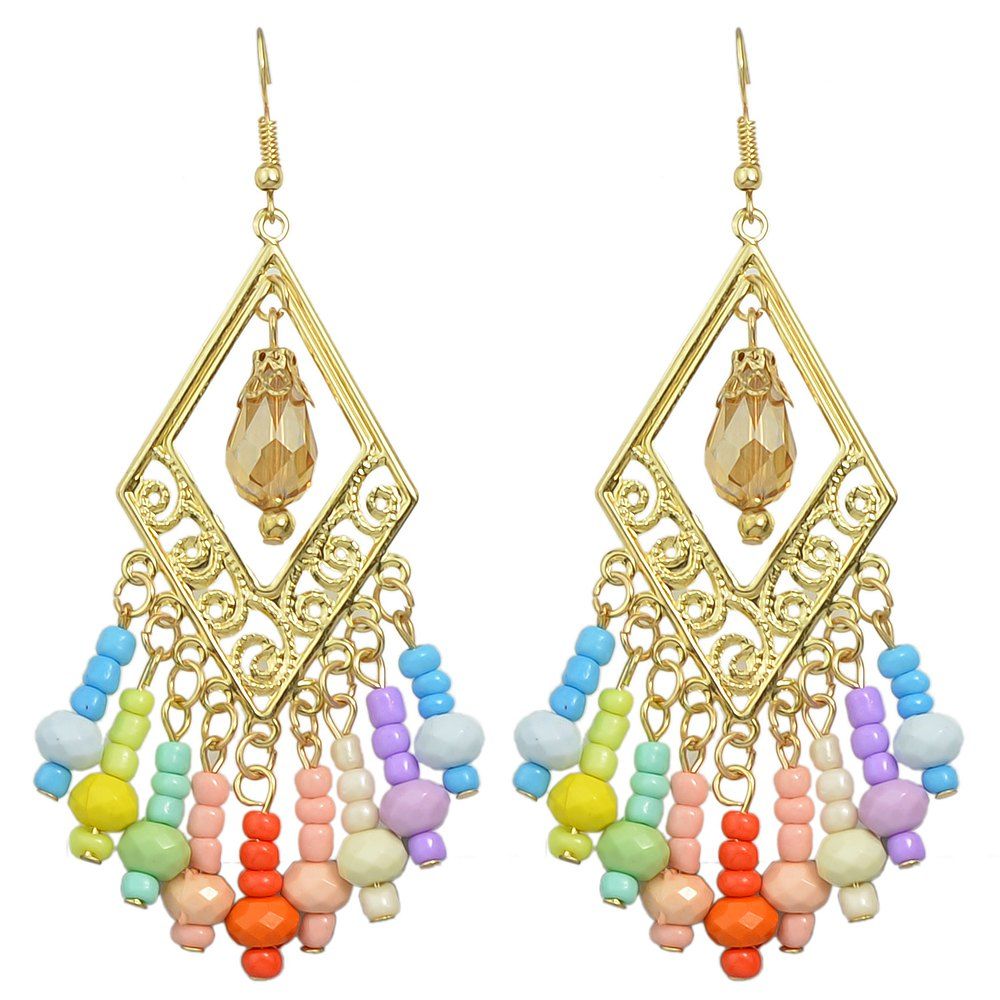 

Bohemian Hollow-out Colorful Bead Earrings, Multi