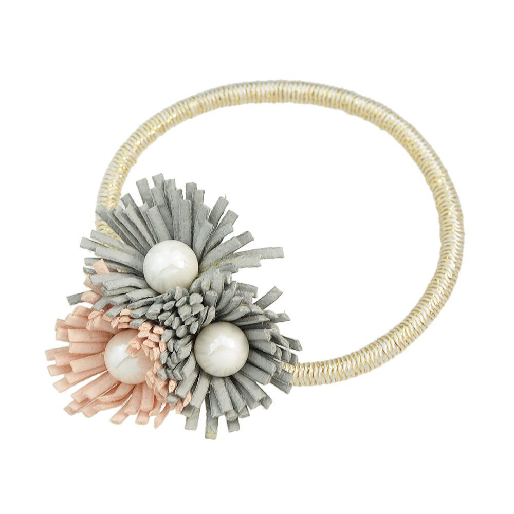 

Pinkycolor Flower Shape Bead Elastic Hairband, Gray cloud