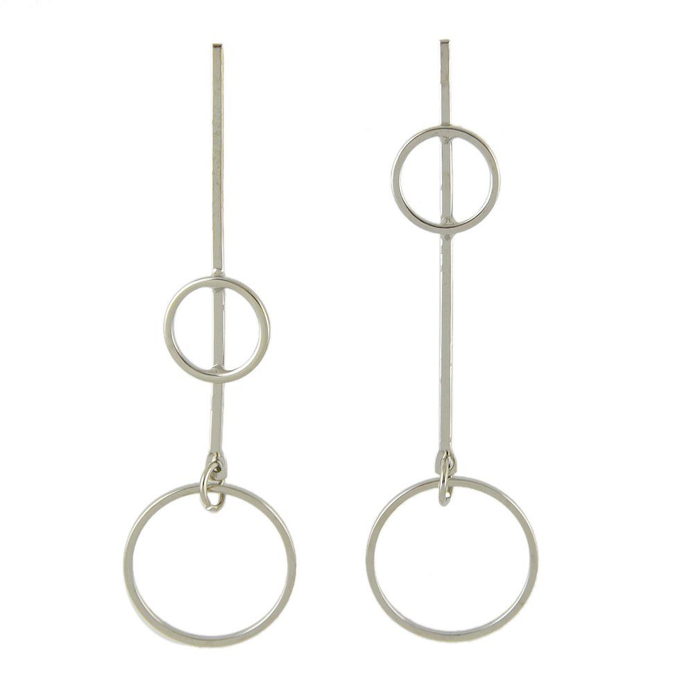 

Minimalist Jewelry Big Circle Geometric Drop Earrings, Silver