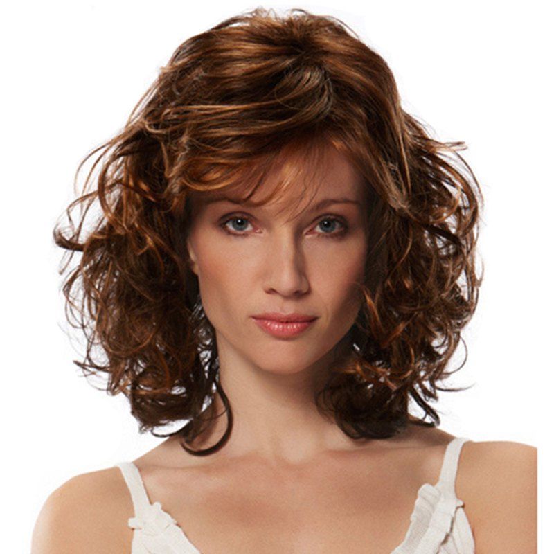 

Gold Fluffy Slim Face Wig, Brown