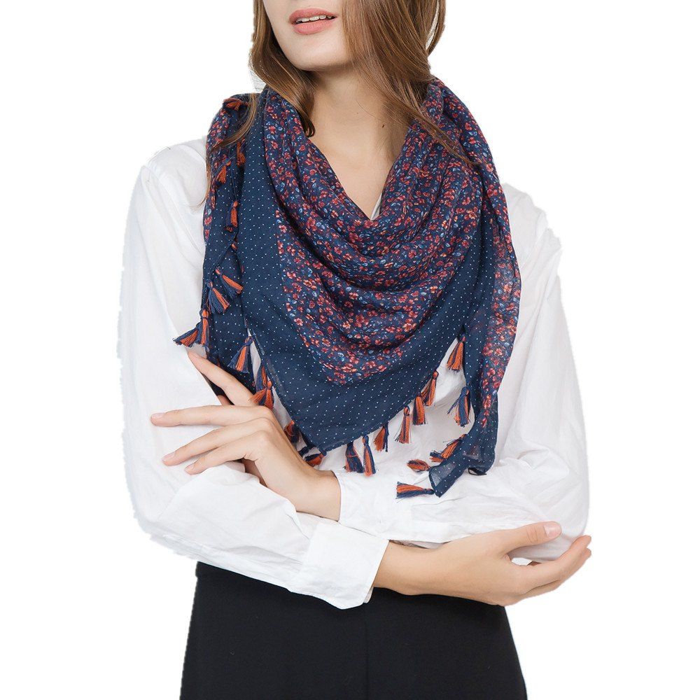 

Flower Fashion Travel Cotton and Linen Scarves, Cadetblue
