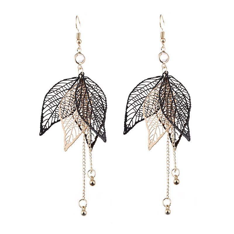 

Fashion Brincos Unique Natural Real Leaf Boho Pendant Earrings, Multi-a