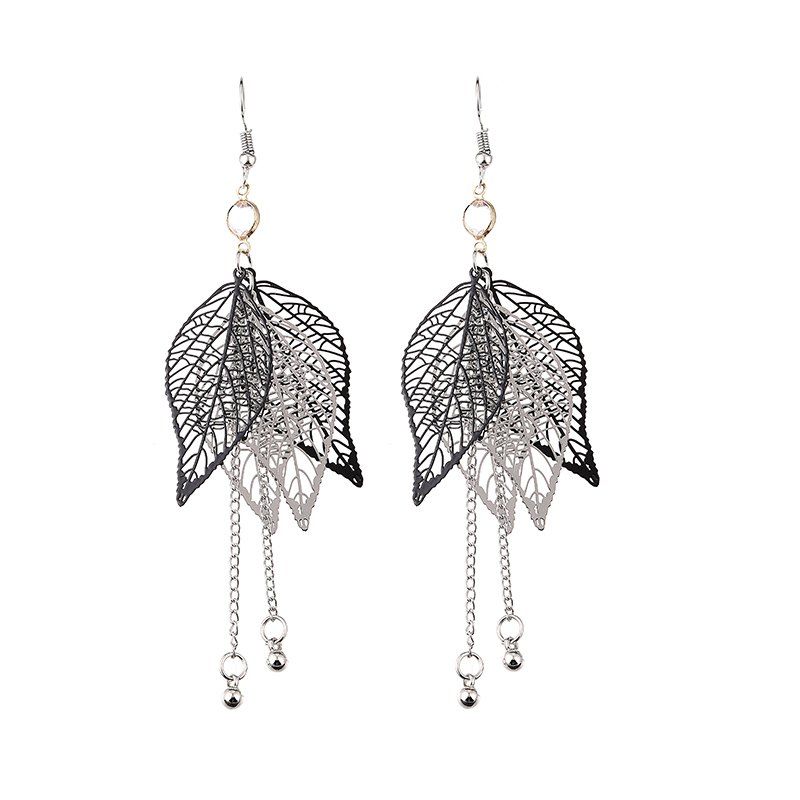 

Fashion Brincos Unique Natural Real Leaf Boho Pendant Earrings, Multi-b