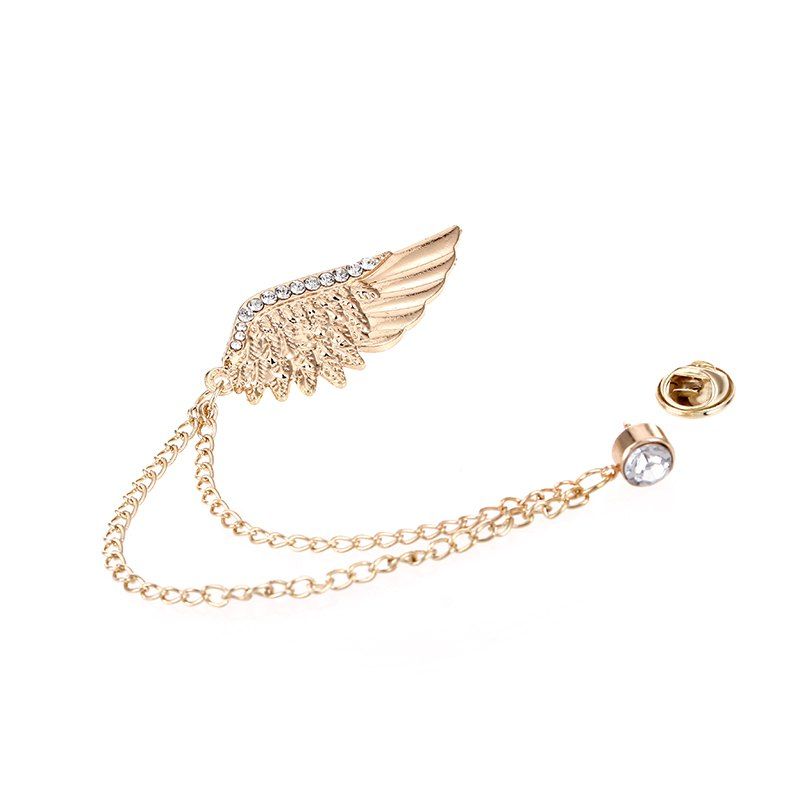 

Fashion Brilliant Jewelry Vintage Metal Feather Wings Brooch For Women, Gold