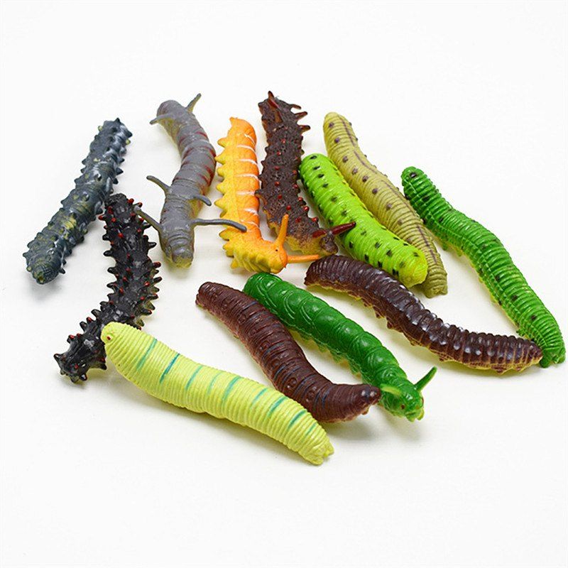 

12pcs Fund Simulation Caterpillar Green Worm Crawl Insect, Multi