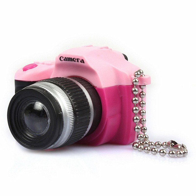 

Retro SLR Camera LED Flash Shutter Sound Key Button, Pink rose