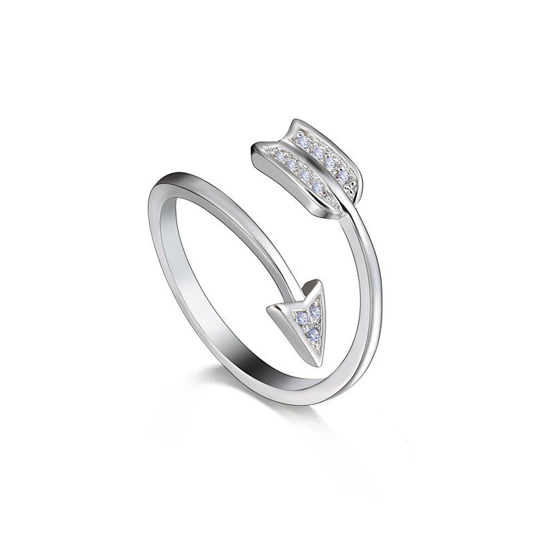 

Silver Plated Crystal for Women Adjustable Engagement Ring Arrow, Platinum