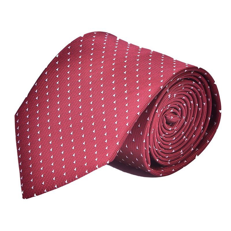 

Fashion Men Necktie Fine Red Bottom Small White Triangle Pattern Casual Business, Cranberry