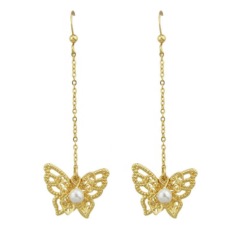 [30% Off] Long Chain With Bead Butterfly Shape Dangle Earrings 