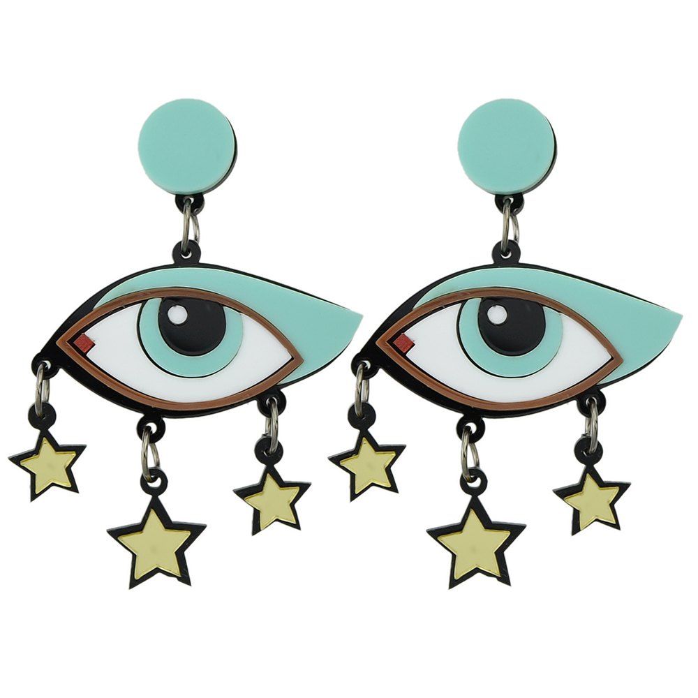 

Colorful Acrylic Star Eye Hanging Earrings, Multi