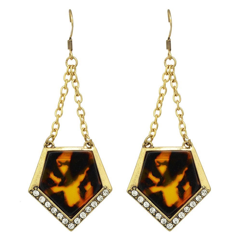 

Rhinestone Leopard Pattern Drop Earrings, Gold
