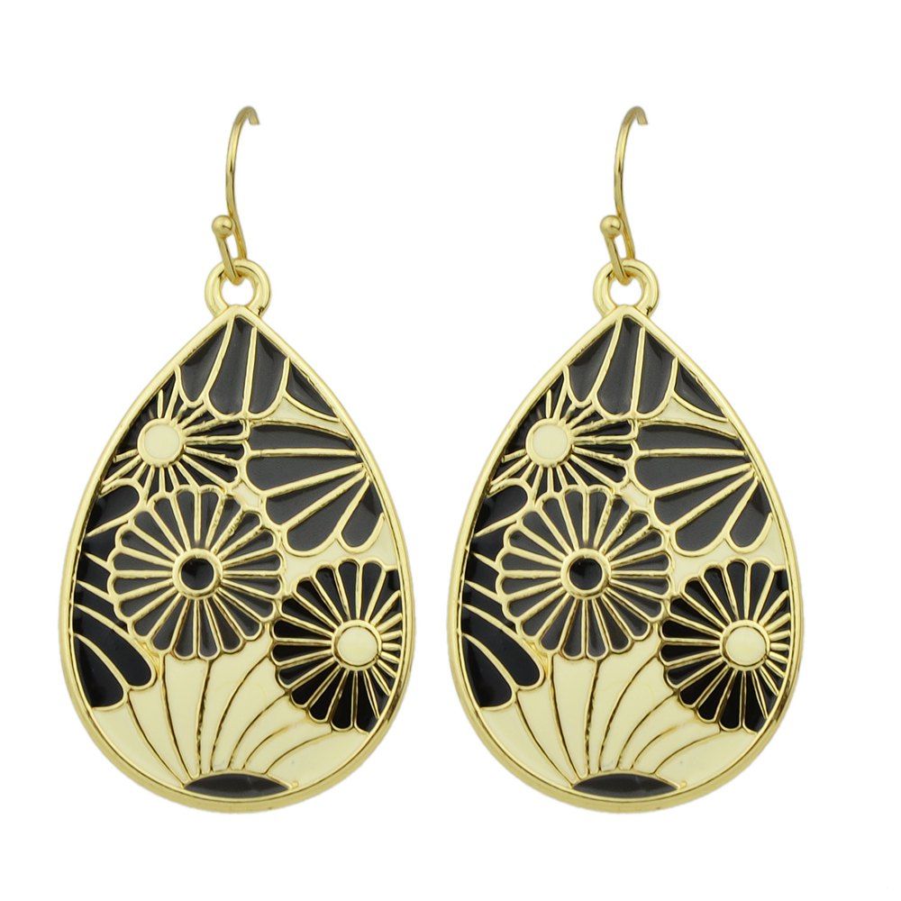

Fashion Colorful Dripping Oil Water Drop Earrings, Gold