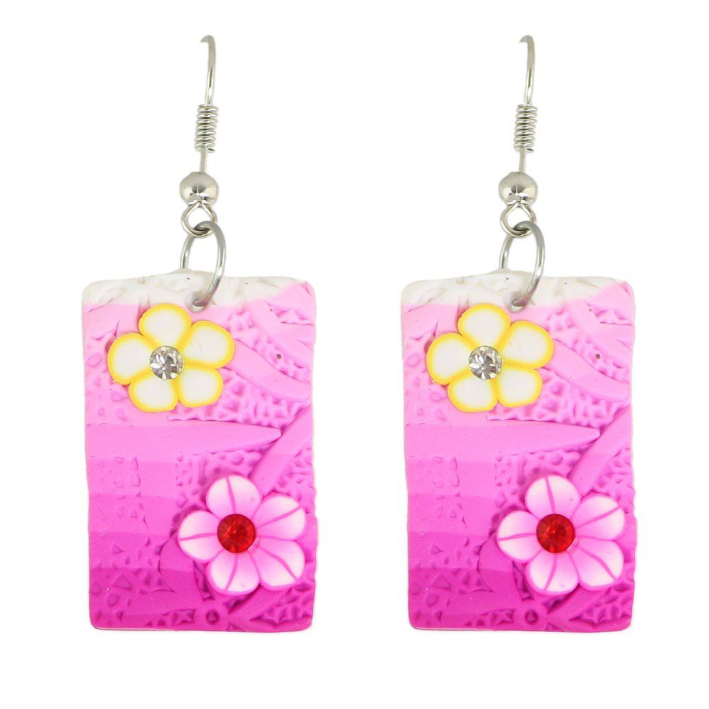 

Silicone Flower Pattern Drop Earrings for Women, Rose red