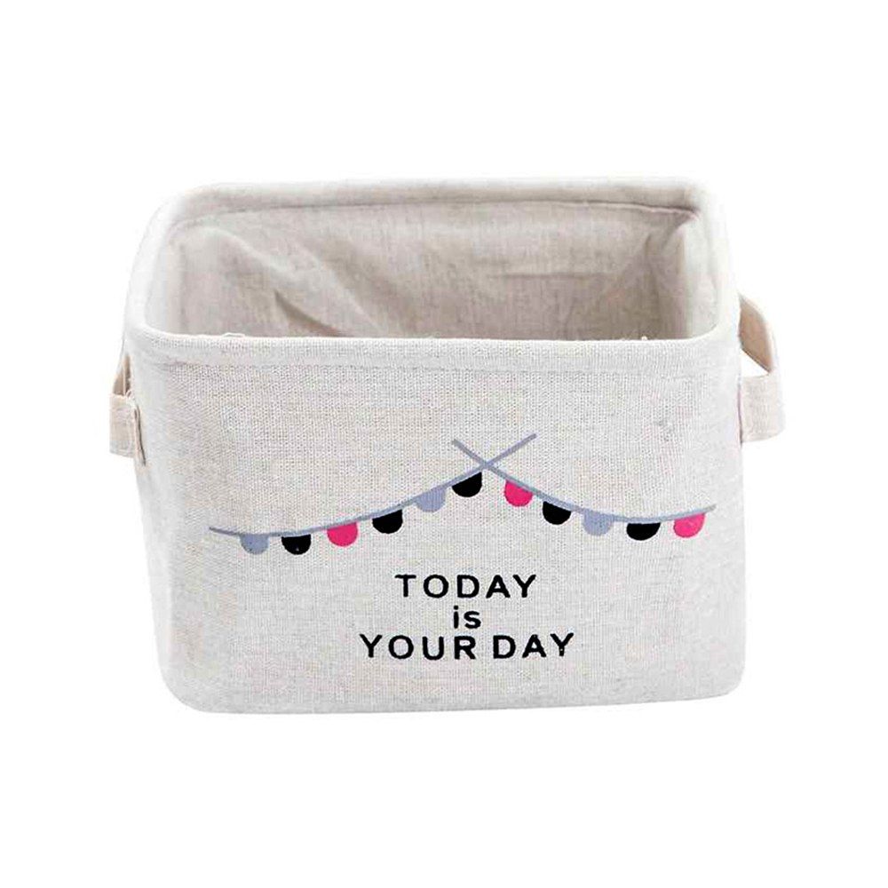 

Cotton Linen Simple Household Sundries Foldable Bedroom Storage Basket, Multi-d
