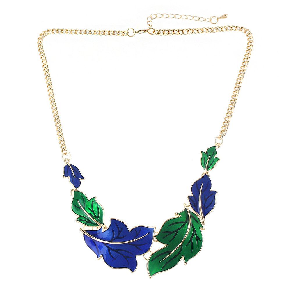 

Fashion Colorful Enamel Maple Shape Collar Necklace, Multi-a