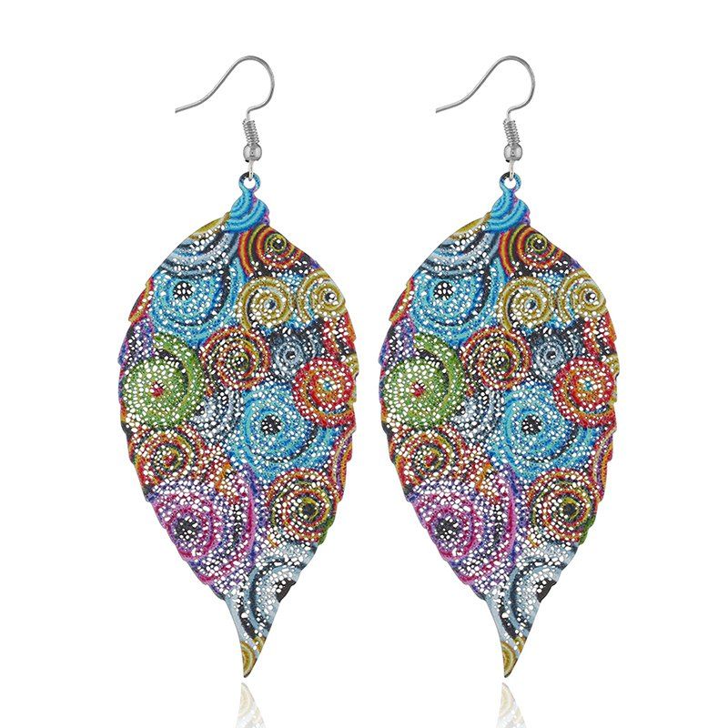 

Exaggerated Big Painted Leaves Earrings, Multi-a