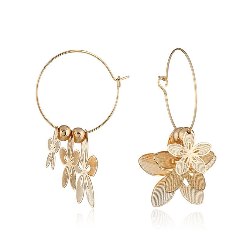 

Garden Flower Earrings Circle Earrings Female, Gold