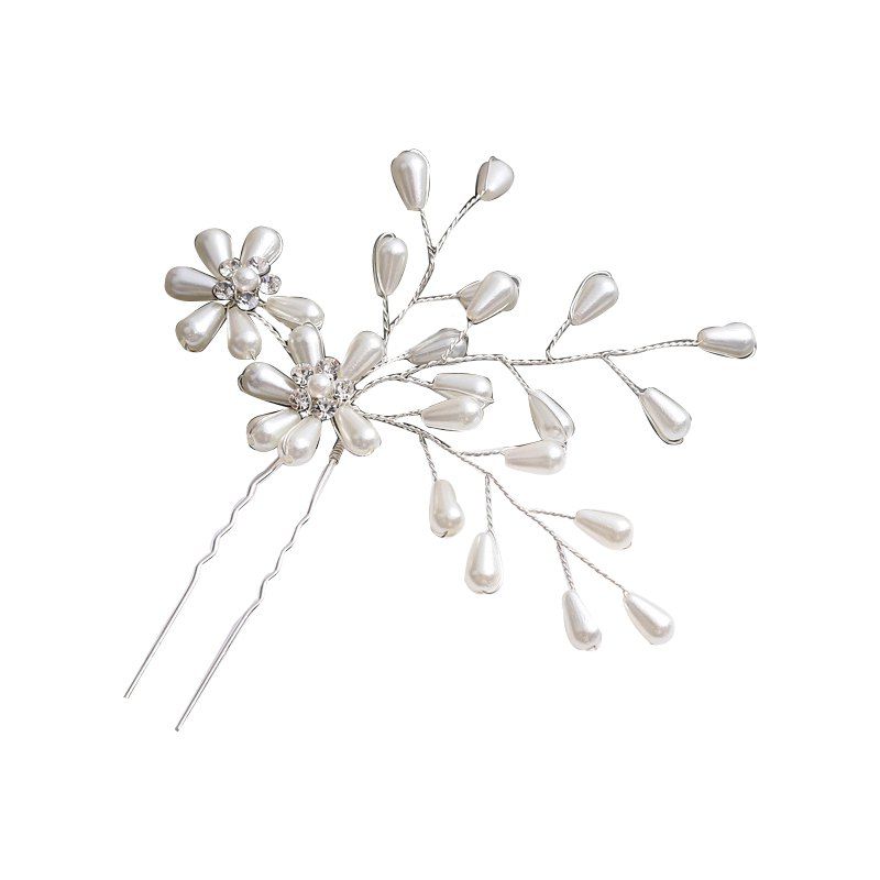 

New Elegant and Elegant Bride Delicate Flower Headdress Hairpin, Crystal cream