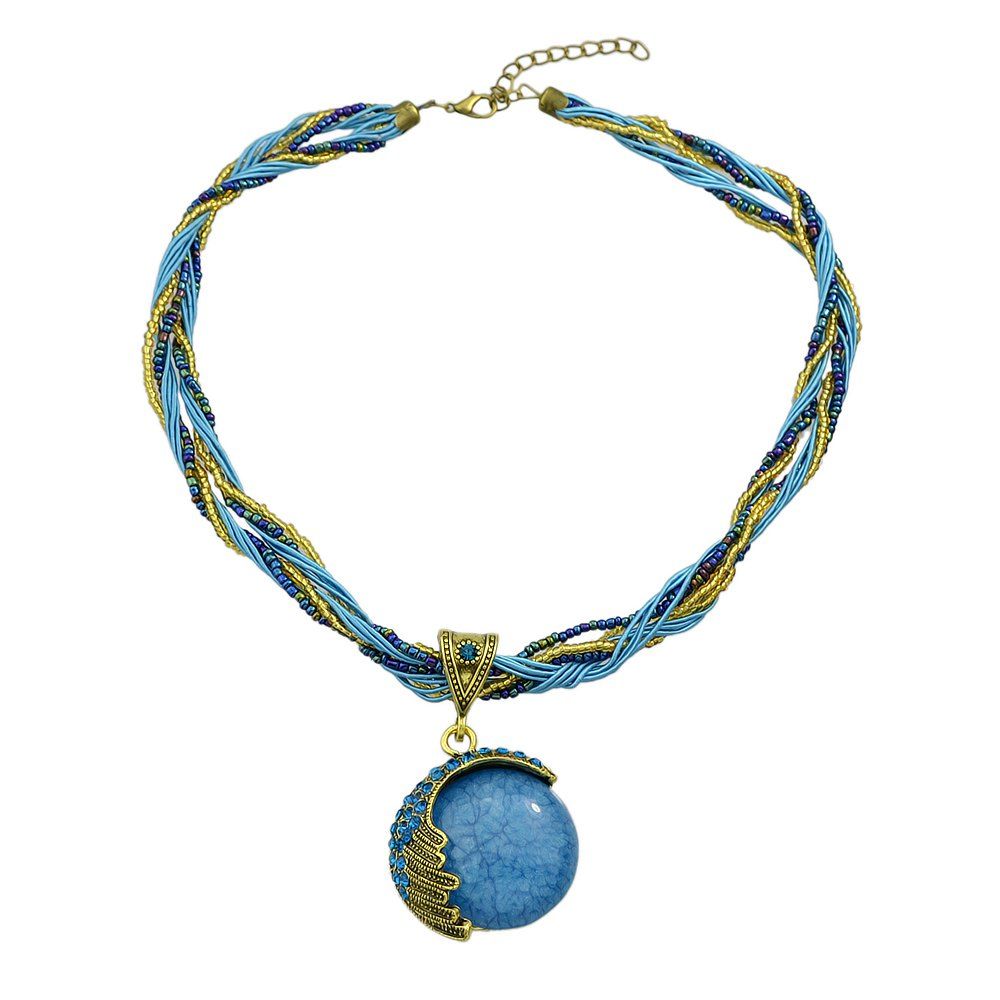 

Rhinestone Multi-layer Chain Geometric Pendant Necklace, Butterfly blue