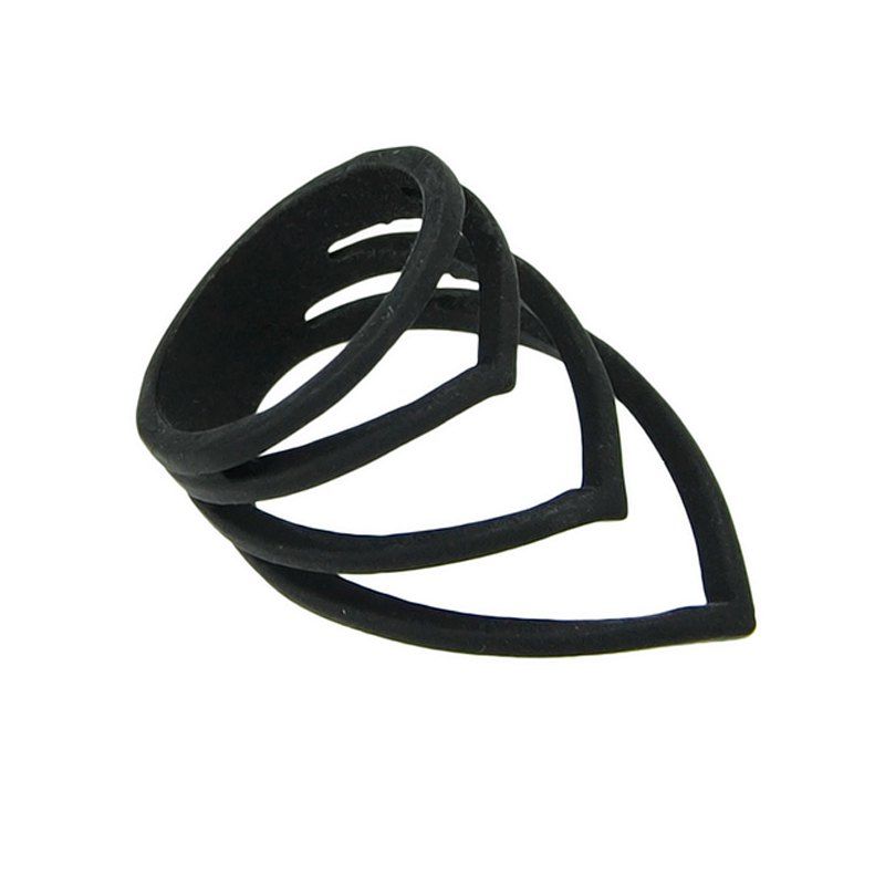 

Steampunk Shape Hollow-out Geometry Ring, Black