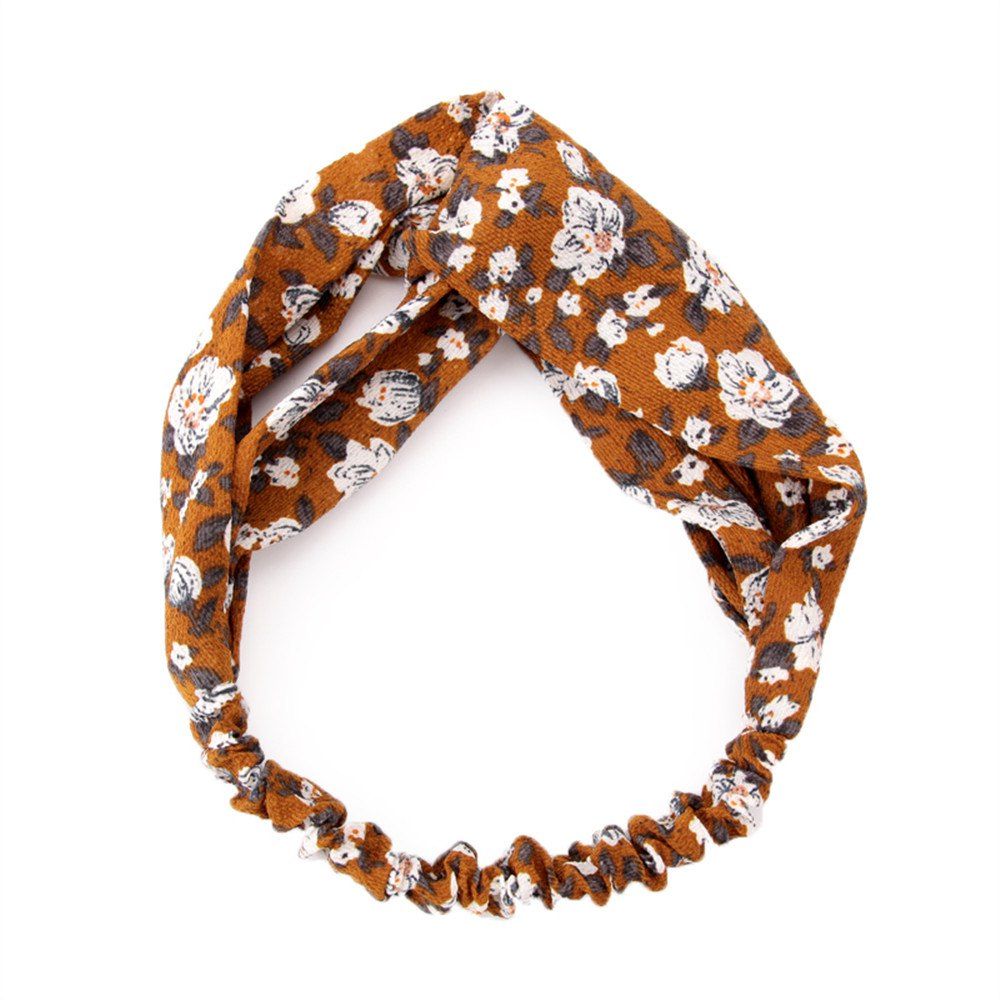 

Solid Color Flowers Home Wash Simple Fashion Knotted Hairband, Orange gold