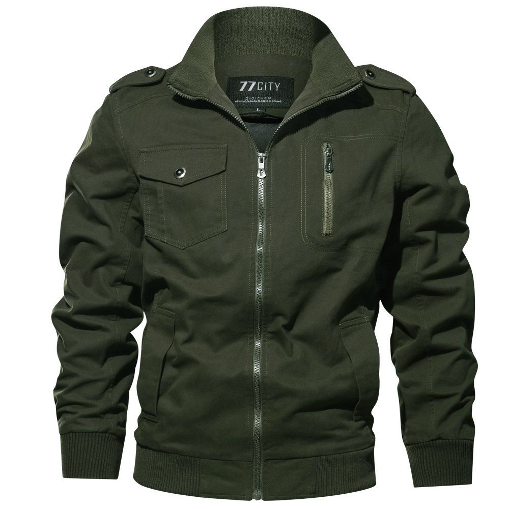 

QIQICHEN 77CITY Men's Cotton Autumn New Plus Size Jacket, Medium forest green