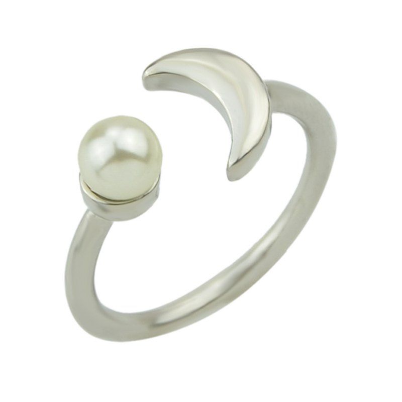 

Silver Color Bead Geometric Open Cuff Finger Ring