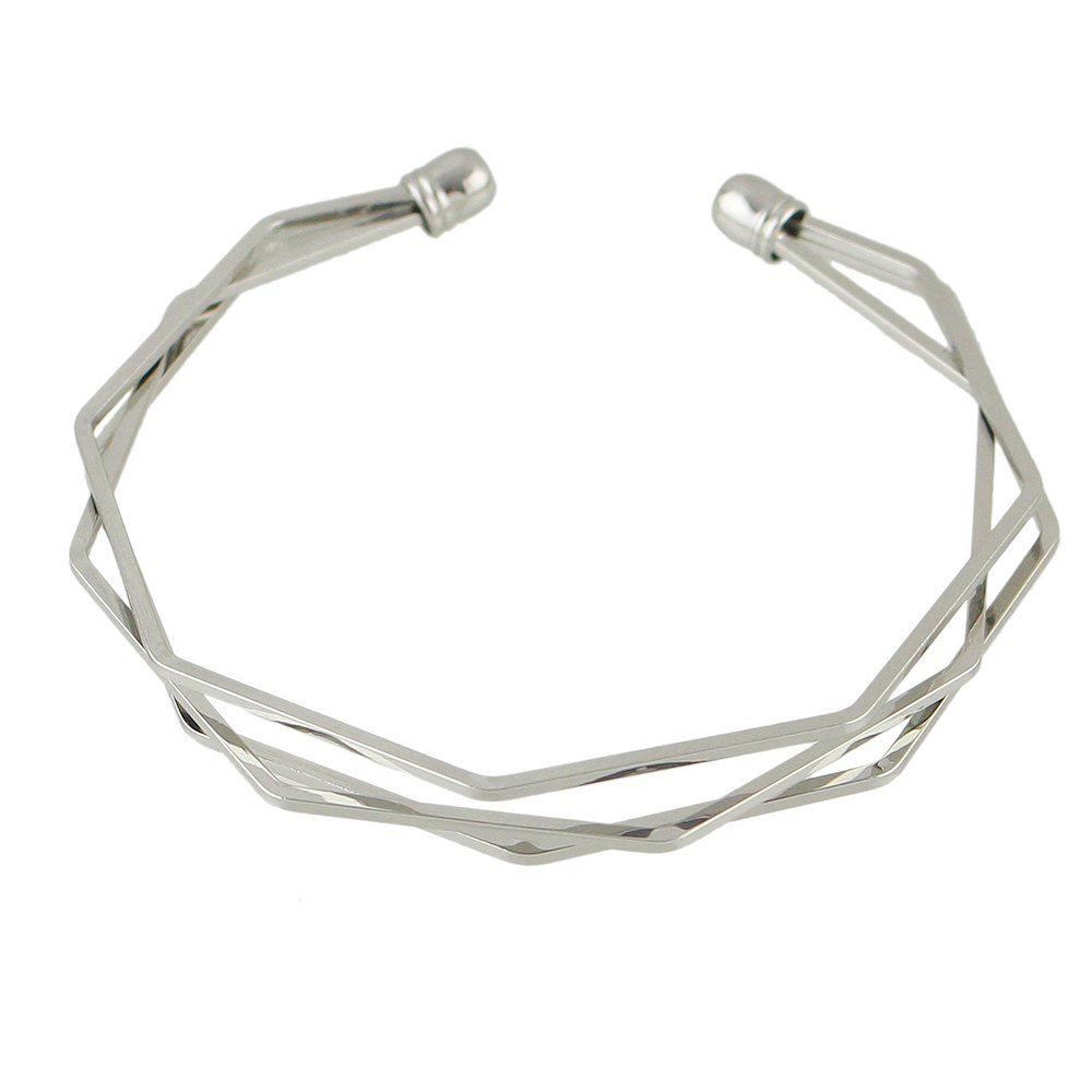 

Personality Hollowed-out Metal Cuff Bangle, Silver