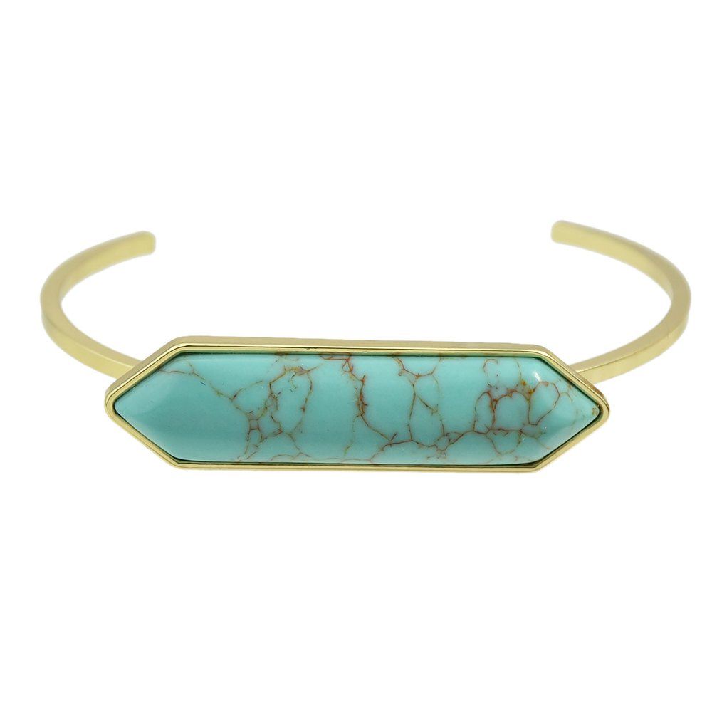 

Metal with Big Turquoise Cuff Bangle