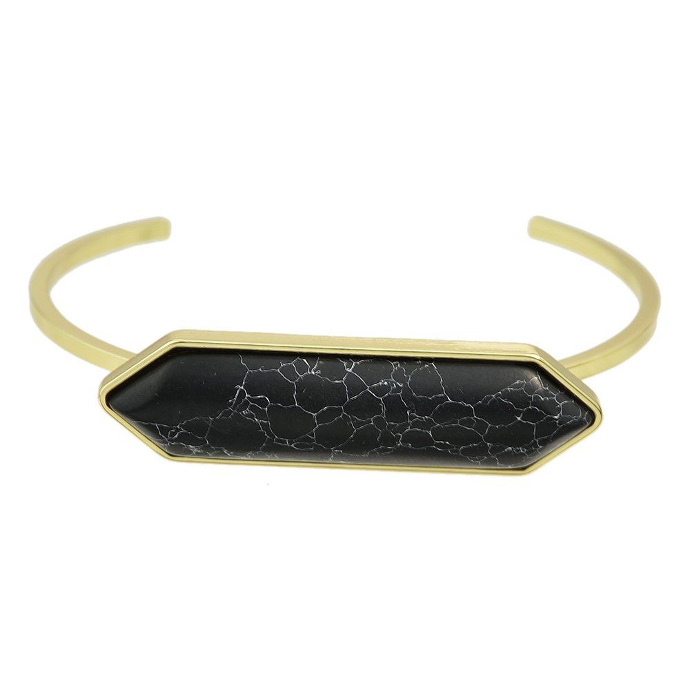 

Metal with Big Turquoise Cuff Bangle, Black