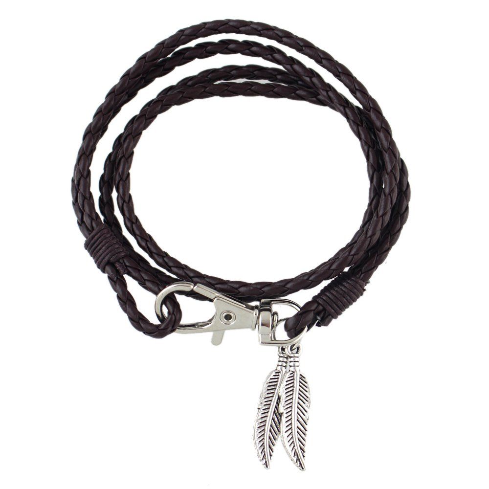 

Fashion Weave PU Leather Wrap Bracelet, Deep coffee
