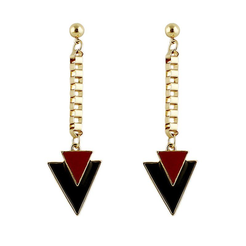

Fashion Enamel Triangle Shape Drop Earrings, Cranberry