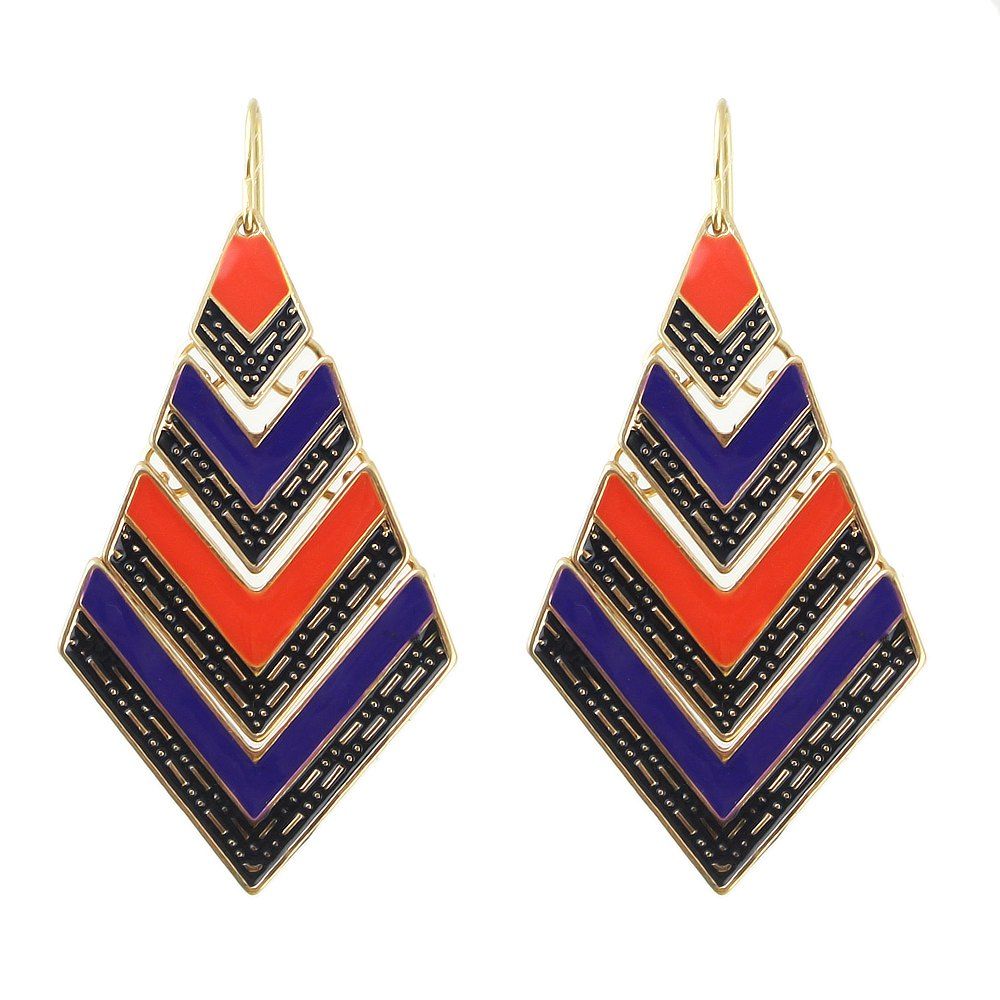 

Colorful Enamel Geometric Drop Earrings, Multi