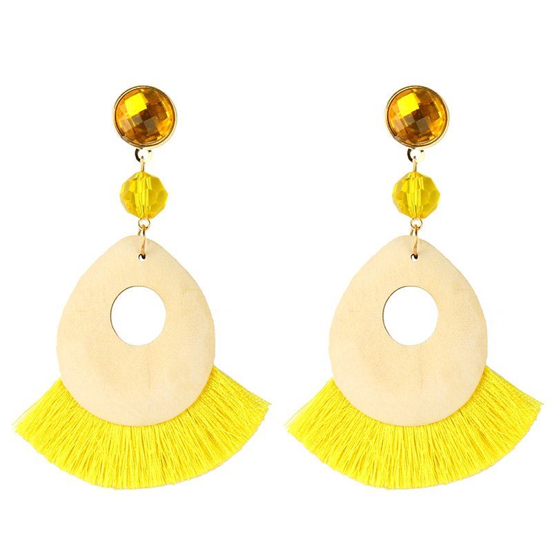 

Fashion Resin Rattan Weave Mesh Earrings for Women, Yellow