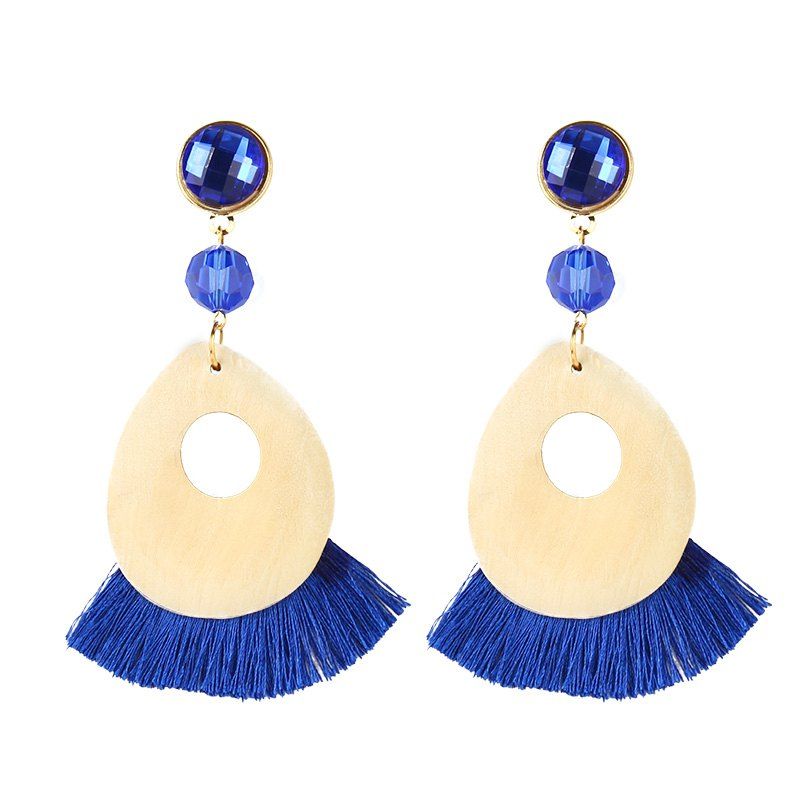 

Fashion Resin Rattan Weave Mesh Earrings for Women, Sapphire blue