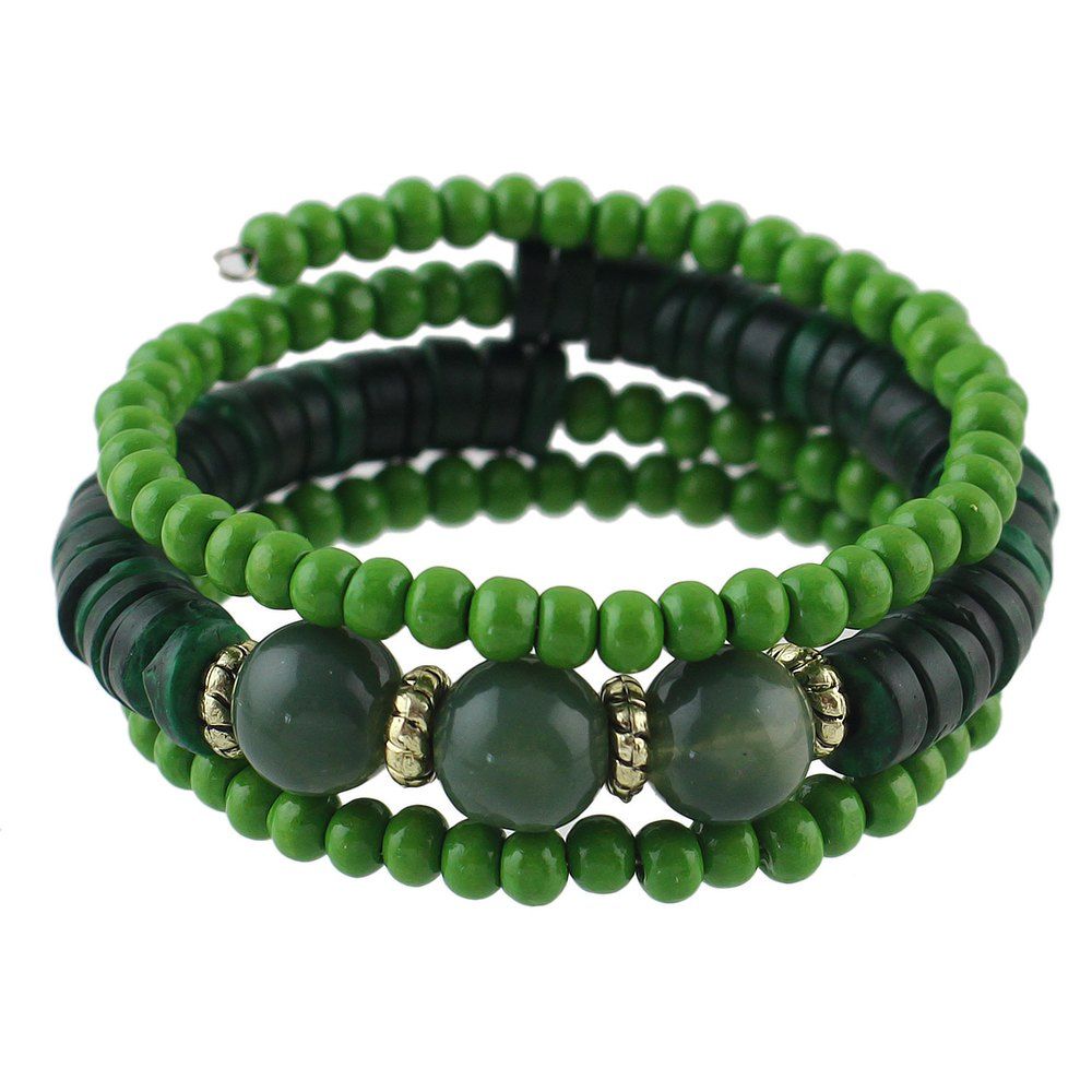 

Multilayer Chain with Colorful Bead Bracelet, Jungle green